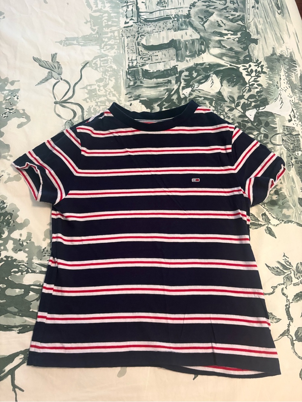 Women’s Tommy Hilfiger Navy, Red & White Striped Short Sleeve Tee Baby Tee XS